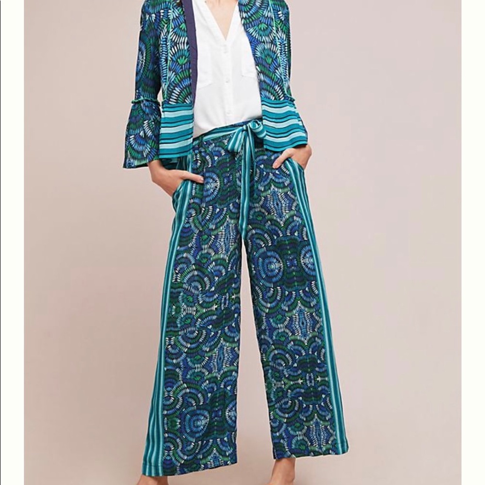 Bl-nk Perdita Wide-Leg Pants, Blue Motif, Small
